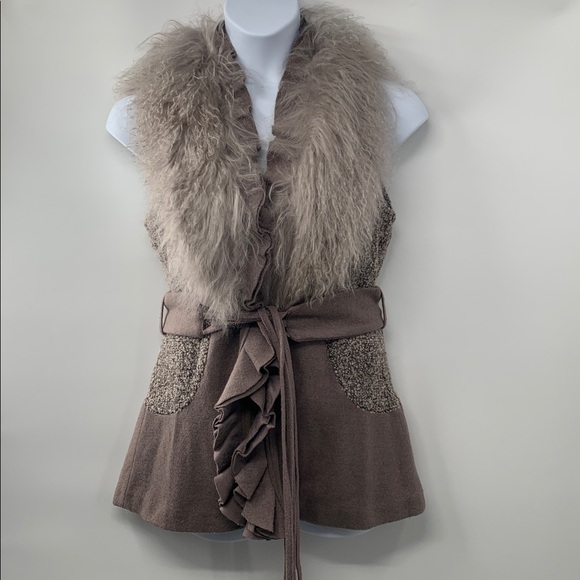 courage b Jackets & Blazers - Courage b Women’s Faux Fur Trimmed Vest Brown & Gray Size L